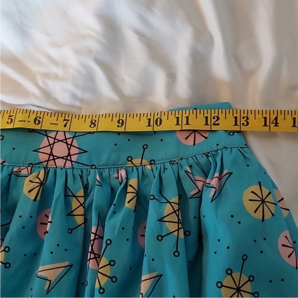 Sourpuss Sputnik Swing Skirt Turquoise Atomic 1960's Women’s Small Pinup - Picture 6 of 7